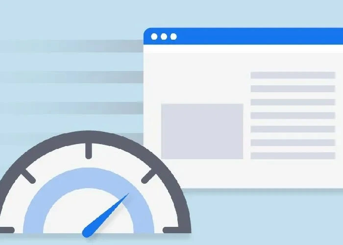 Zeichnung eines Tachometers mit steigender Nadel vor einem Browserfenster